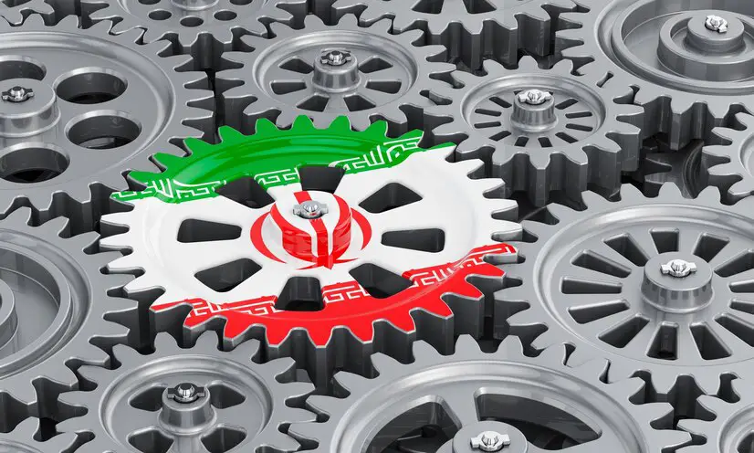 iranian flag gearwheel business industrial concept 3d rendering 823159 5080